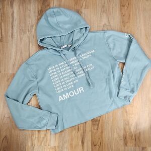 🔹️🔺️Mighty Fine Grayish Blue Amour Cropped Hoodie Sweatshirt Medium
